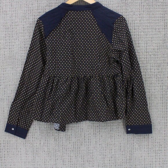 Mo:vint By Anthropologie Blouse Top Womens Long Sleeve Geometrical Pattern M NWT - Picture 7 of 9